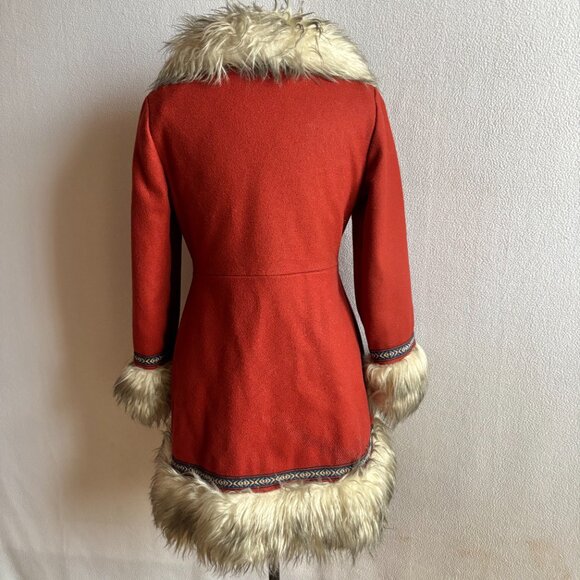 1970s Hippie Boho Wool & Faux Fur Coat - Picture 6 of 10